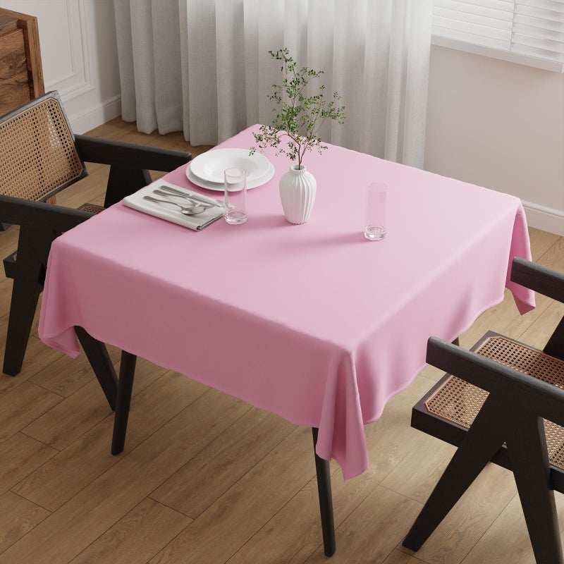 GFCC 54x54'' Pink Polyester Tablecloth Christmas Square Table Cloth Washable Polyester Wedding Party Buffet Table Birthday Party Supplies Decoration - Image 1